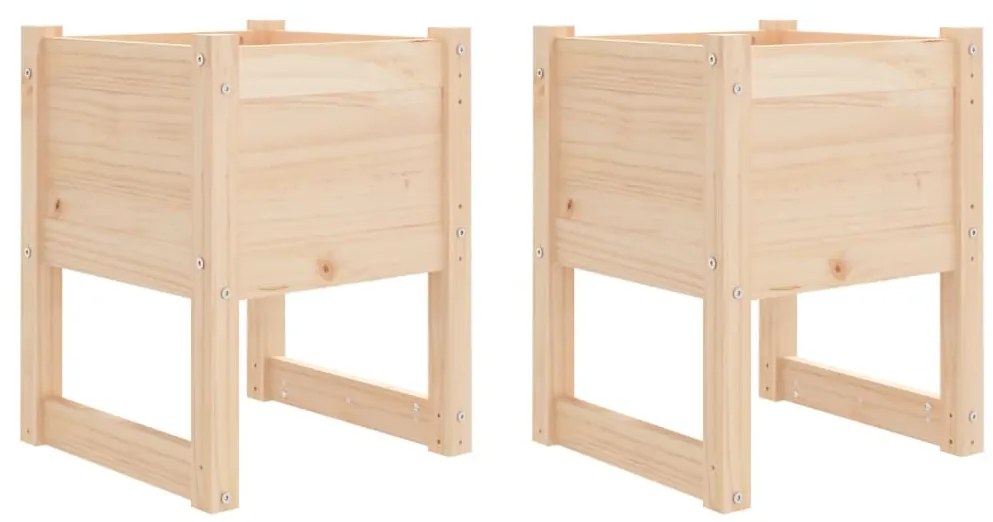 vidaXL Ζαρντινιέρες 2 τεμ. 40 x 40 x 52,5 εκ. από Μασίφ Ξύλο Πεύκου