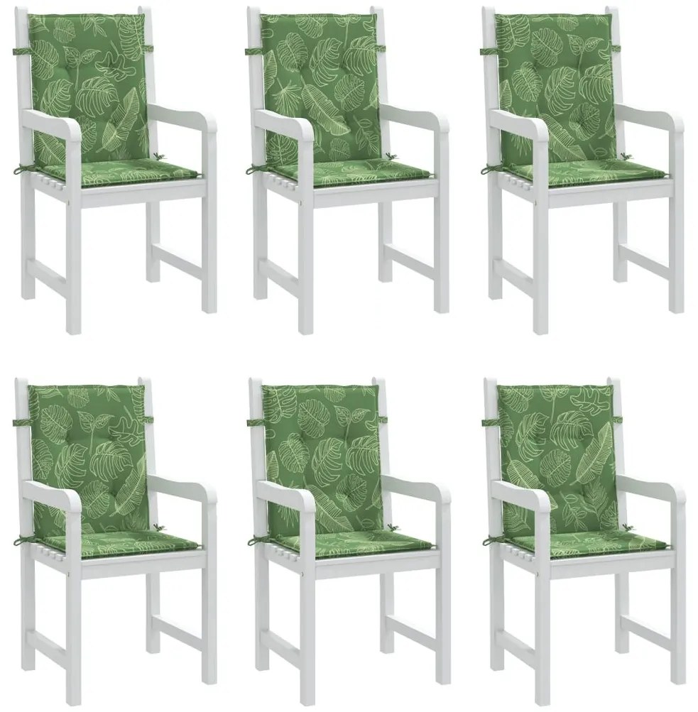 Μαξιλάρια Καρέκλας με Πλάτη 6 τεμ. Σχέδιο με Φύλλα Υφασμάτινα - Πράσινο