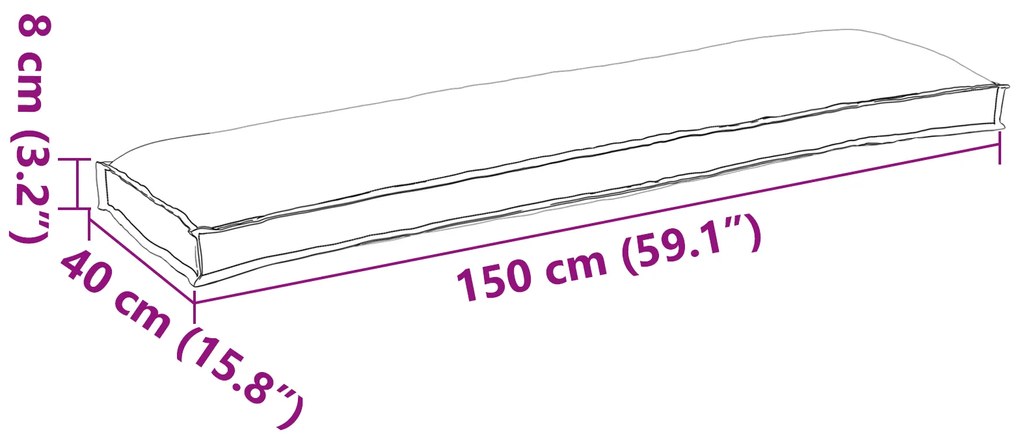 vidaXL Μαξιλάρι Παλέτας για Παγκάκι Γκρι 150x40x8 εκ. Ύφασμα Oxford