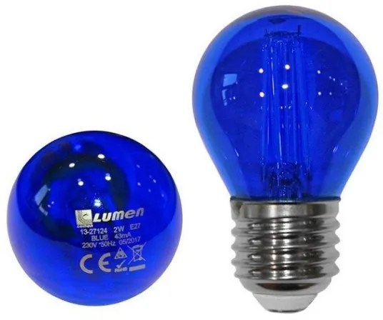 Λαμπτήρας LED E27 COG 2W Σφαιρική Lumen Adeleq 13-27124 Μπλε