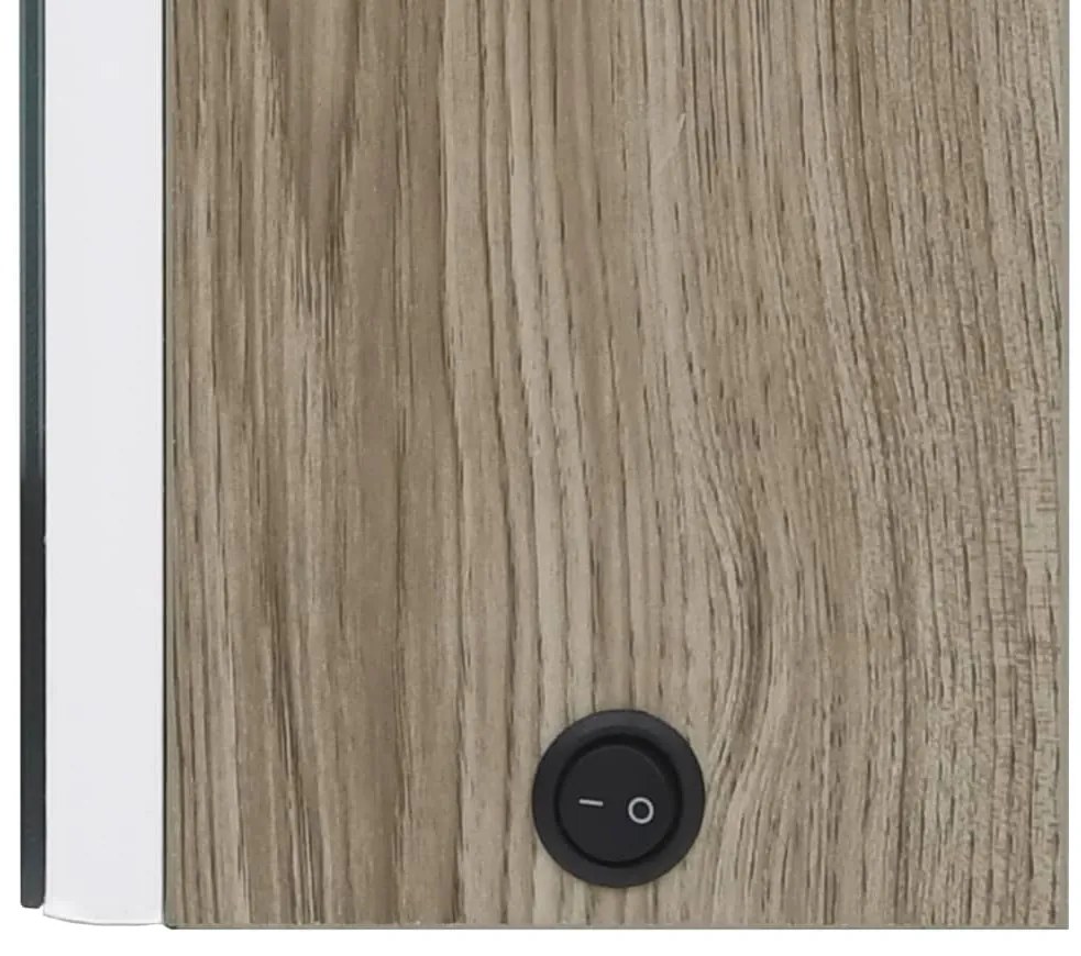 vidaXL Καθρέφτης Μπάνιου με Ντουλάπι &amp; LED Λευκο/Δρυς 89x14x62 εκ.