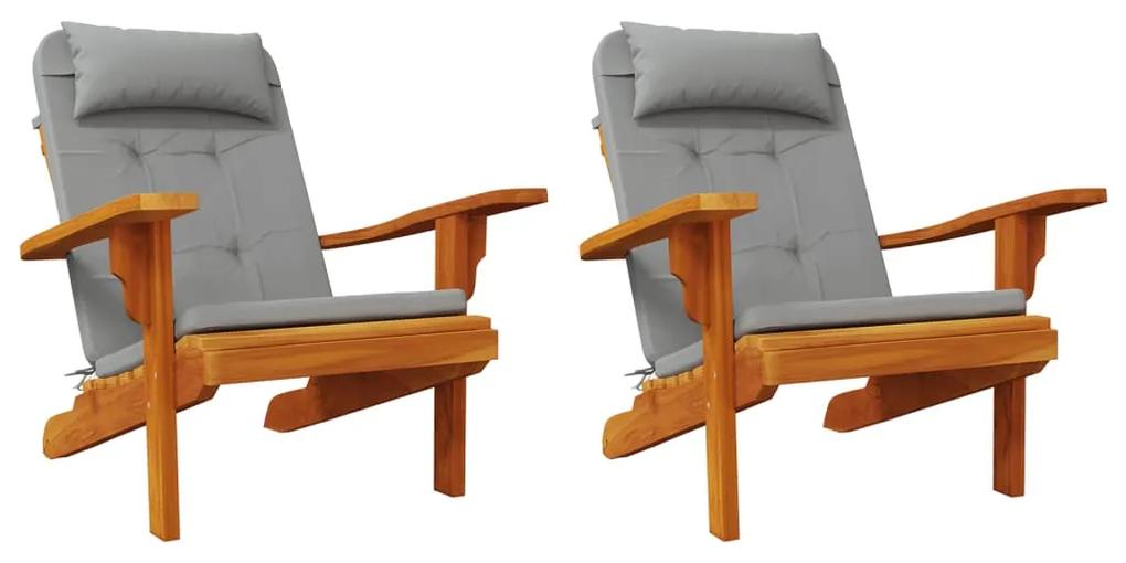 vidaXL Μαξιλάρια Καρέκλας Adirondack 2 τεμ. Γκρι από Ύφασμα Oxford