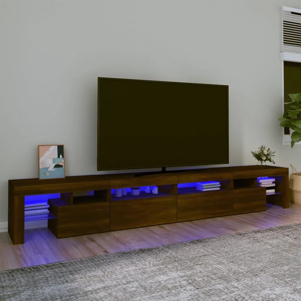 vidaXL Έπιπλο Τηλεόρασης με LED Καφέ Δρυς 260x36,5x40 εκ.