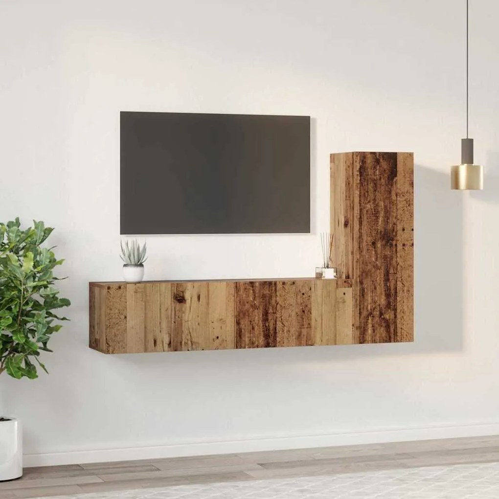 vidaXL Σετ επίπλου τηλεόρασης 3 pcs Παλαιό ξύλο 150.5 x 30 x 90 εκ.
