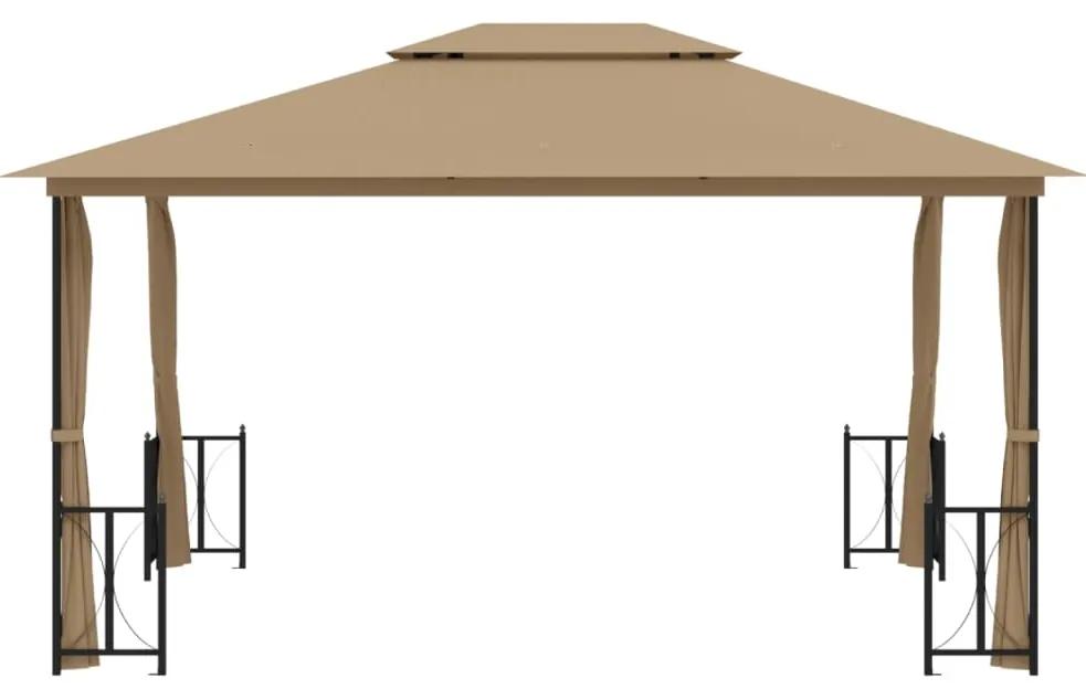 vidaXL Κιόσκι με Πλευρικά Τοιχώματα και Διπλή Οροφή Taupe 3 x 4 μ.