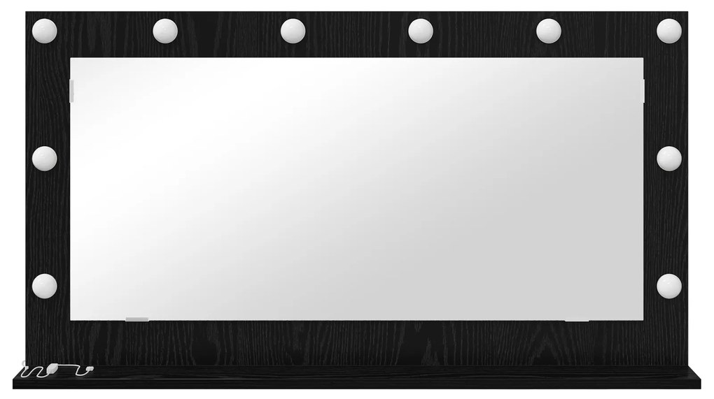 vidaXL Καθρέφτης με LED Φώτα  Μαύρη Δρυς 100x55x18 εκ