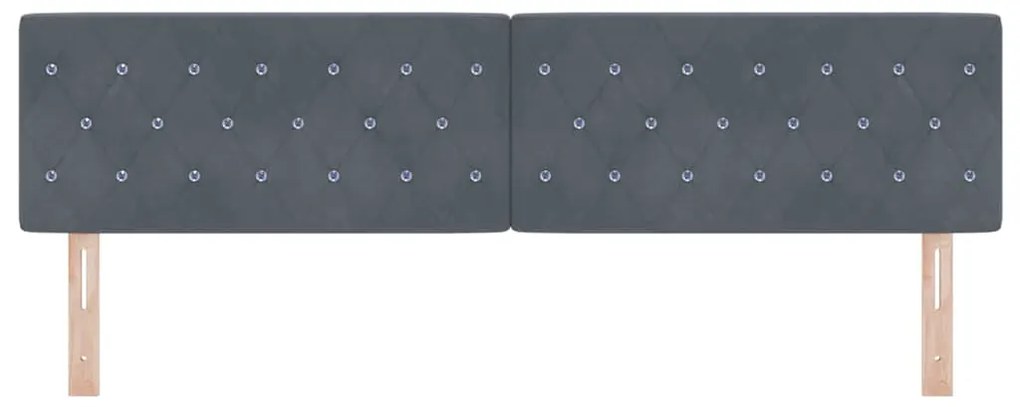 vidaXL Κεφαλάρι LED με φώτα λωρίδας LED Σκούρο γκρι 90 cm Βελούδο