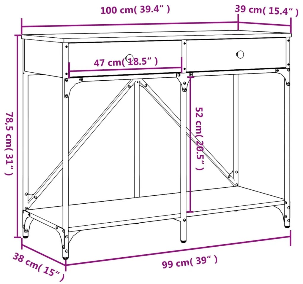 ΤΡΑΠΕΖΙ ΚΟΝΣΟΛΑ ΚΑΦΕ ΔΡΥΣ 100X39X78,5 ΕΚ. ΕΠΕΞΕΡΓΑΣΜΕΝΟ ΞΥΛΟ 835488