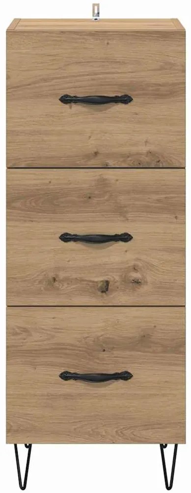vidaXL Πλαϊνό γραφείο με συρτάρι artisan δρυς 34 x 34.5 x 90 εκ