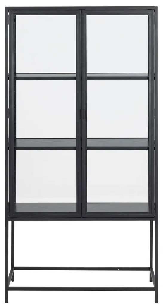Βιτρίνα Oakland H144, Μαύρο, Γκρι δρυς, Με πόρτες, Ο αριθμός των θυρών: 2, 150x77x35cm, 42 kg | Epipla1.gr