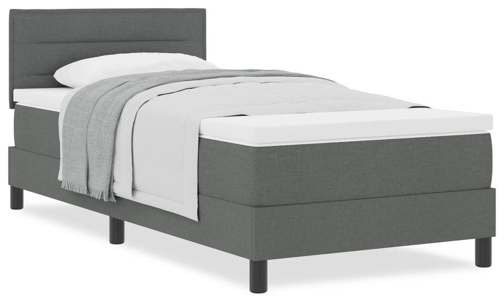 vidaXL Κρεβάτι Box Spring με Στρώμα Σκούρο Γκρι 80x200 εκ Ύφασμα