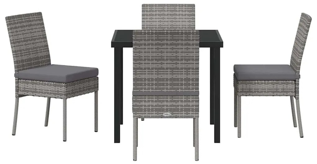 vidaXL Σέτ φαγητού για κήπο 5 pcs Γκρι Χάλυβας με επίστρωση πούδρας