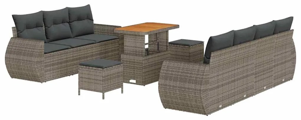 vidaXL Σετ Καναπέ Κήπου με μαξιλάρι 10 pcs Γκρι 90 x 55 x 71 cm