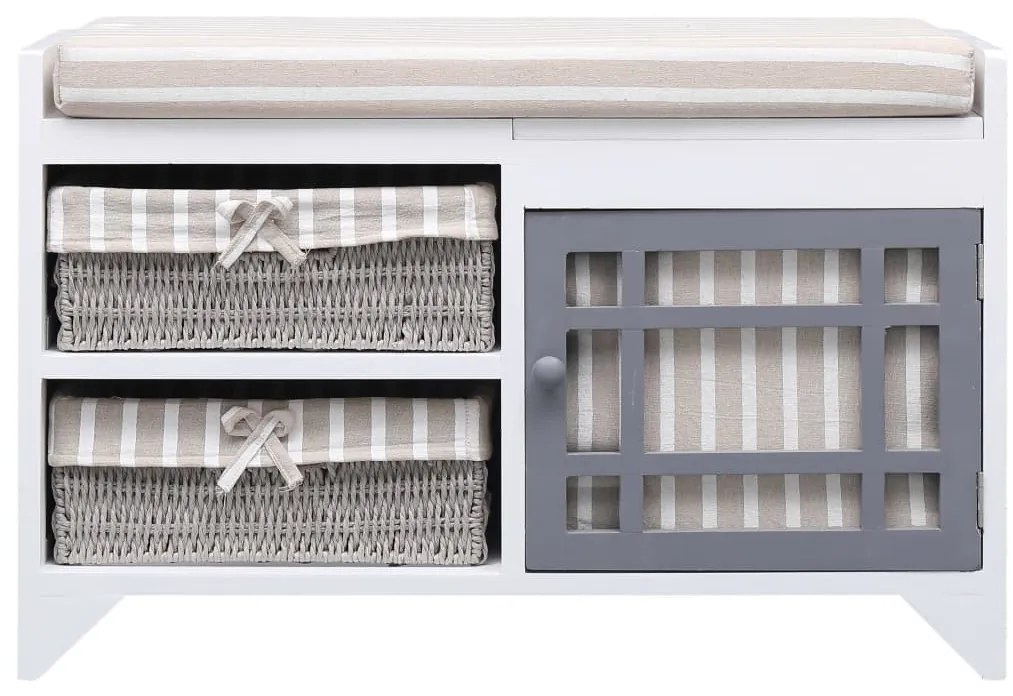 vidaXL Πάγκος Χολ Λευκός 70 x 33,5 x 45 εκ. από Ξύλο Παυλώνιας