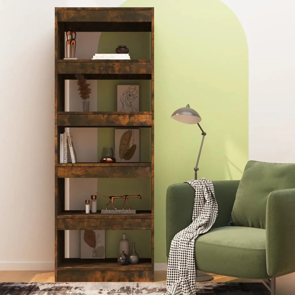 vidaXL Βιβλιοθήκη/Διαχωρ. Χώρου Καπνιστή Δρυς 60x30x166 εκ. Επεξ. Ξύλο
