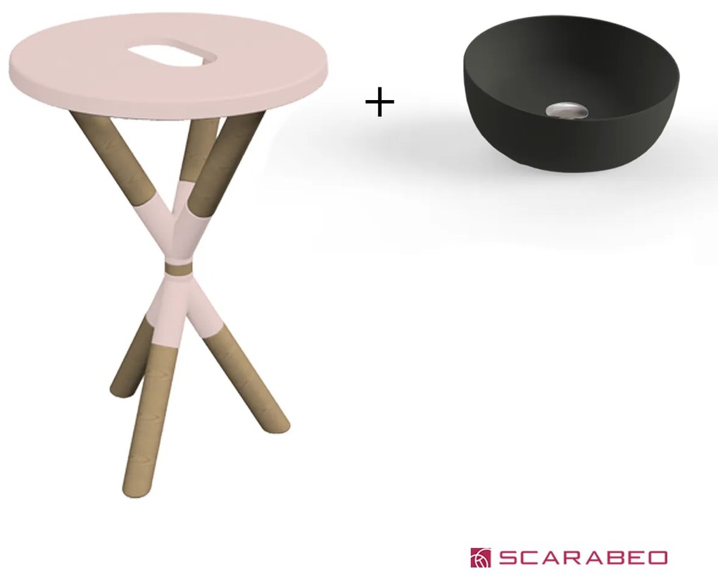 Scarabeo Cross 2501F0-9854 Antique Pink Πάγκος Με Νιπτήρα Glam Ardesia Ø33εκ.