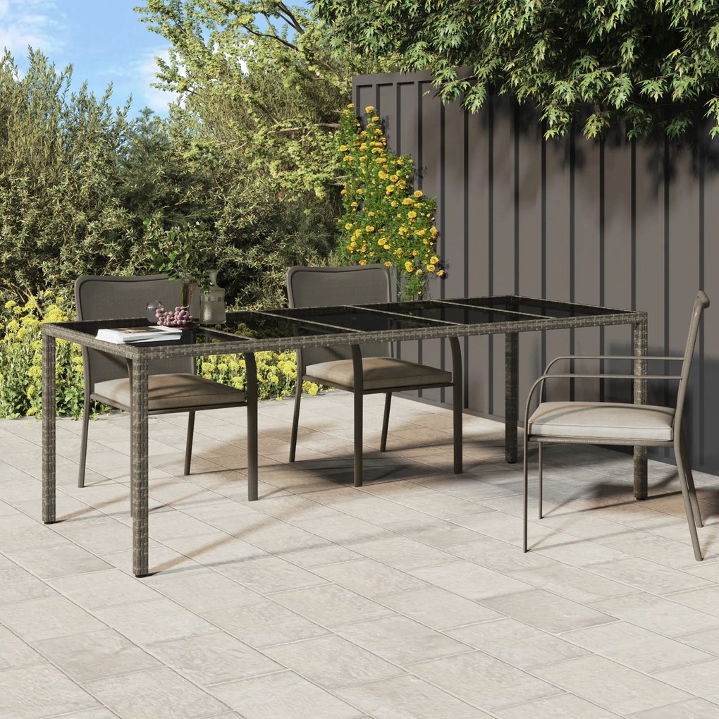 vidaXL Τραπέζι Φαγητού Κήπου Γκρι 250x100x75 εκ. Πολυ Ρατάν