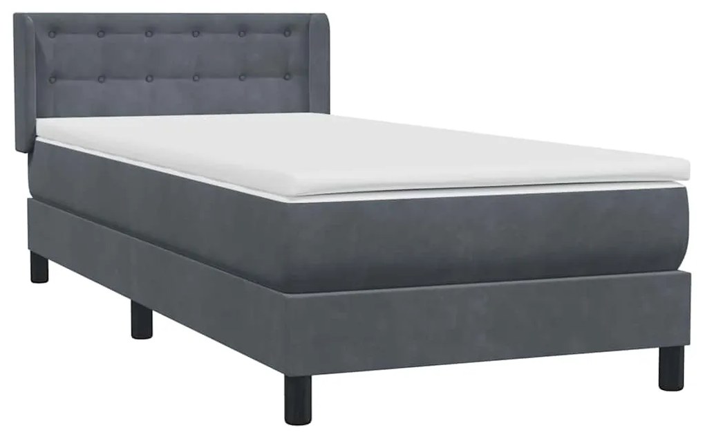 vidaXL Box Spring Κρεβάτι με στρώμα Σκούρο γκρι 100x220 εκ. Βελούδινο