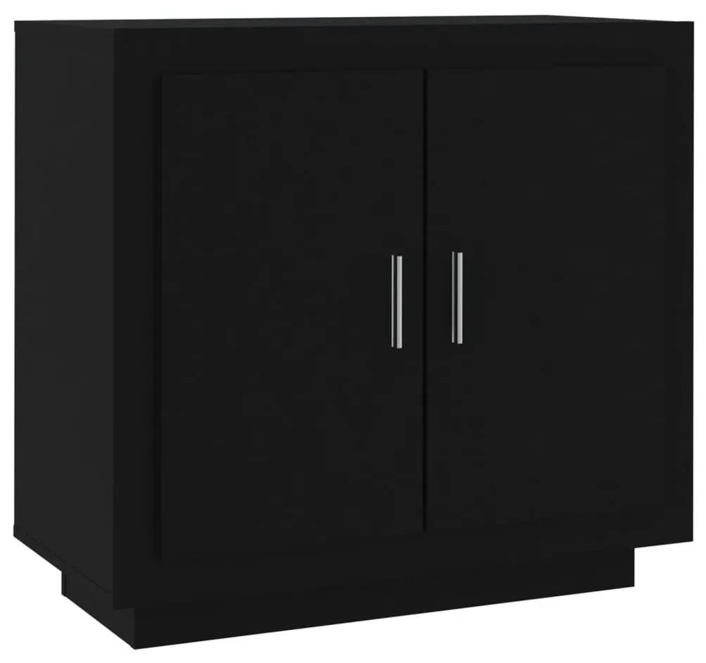 Συρταριέρα Μαύρη 80x40x75 εκ. από Επεξεργασμένο Ξύλο - Μαύρο