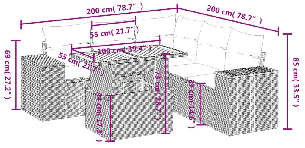 vidaXL Σετ Καναπέ Κήπου 6 τεμ. Μπεζ Συνθετικό Ρατάν με Μαξιλάρια