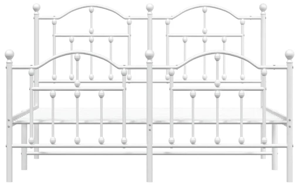vidaXL Πλαίσιο Κρεβατιού με Κεφαλάρι&Ποδαρικό Λευκό 140x190εκ. Μέταλλο