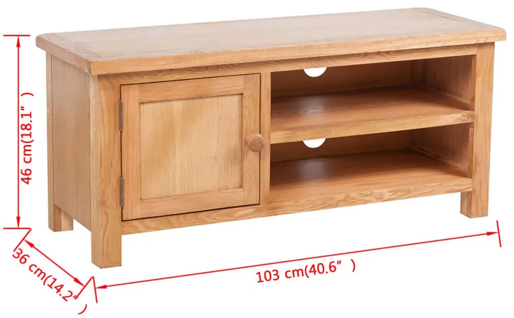 vidaXL Έπιπλο Τηλεόρασης 103 x 36 x 46 εκ. από Μασίφ Ξύλο Δρυός