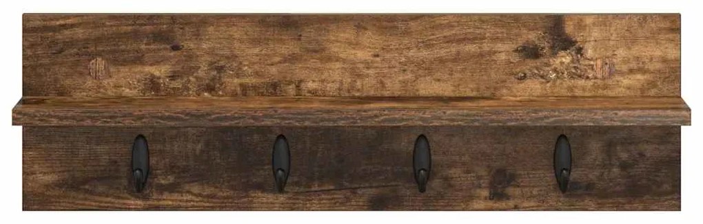 vidaXL Τοίχου Κρεμάστρα με ράφι Καπνιστή δρυς 60 x 10.5 x 18 εκ