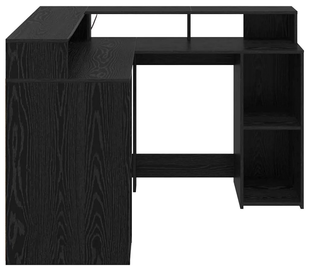 vidaXL Γραφείο Μαύρη Οξυά 130 x 130 x 91 εκ. Επεξεργασμένο ξύλο
