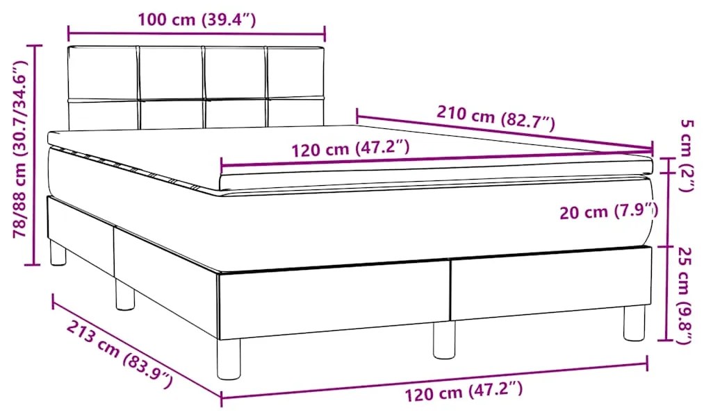 Κρεβάτι Boxspring με Στρώμα Σκούρο Πράσινο 120x210εκ. Βελούδινο - Πράσινο