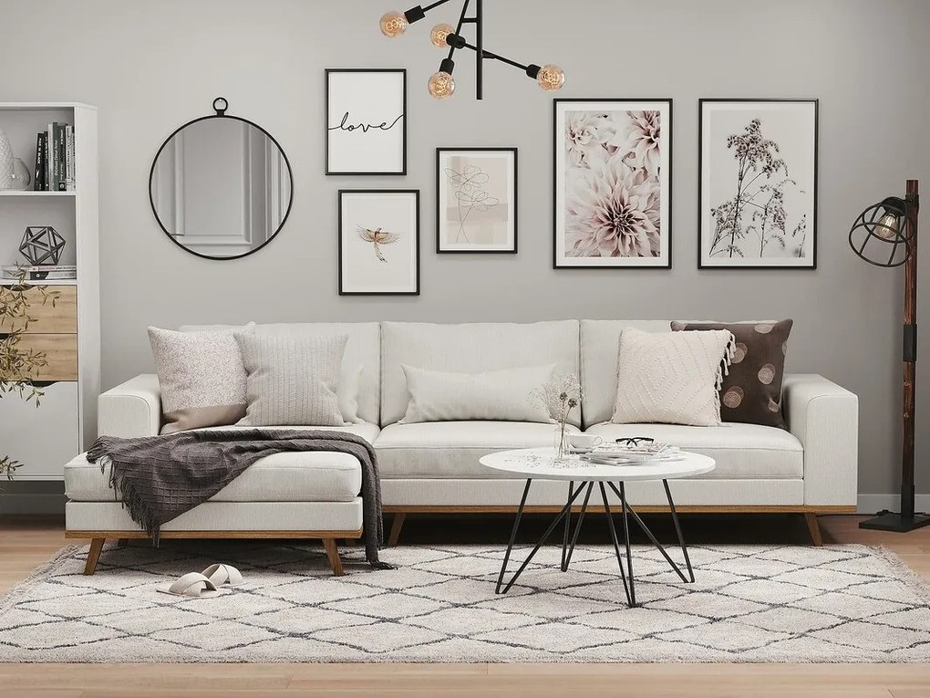 Γωνιακός Καναπές Seattle K100, Κρεμ, 280x153x85cm, Πόδια: Ξύλο, Ξύλο: Πεύκο | Epipla1.gr