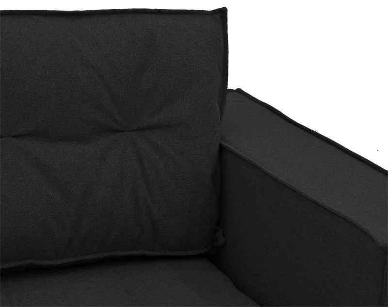 Γωνιακός καναπές αναστρέψιμος Mirabel pakoworld μαύρο ύφασμα-φυσικό ξύλο 250x184x100εκ