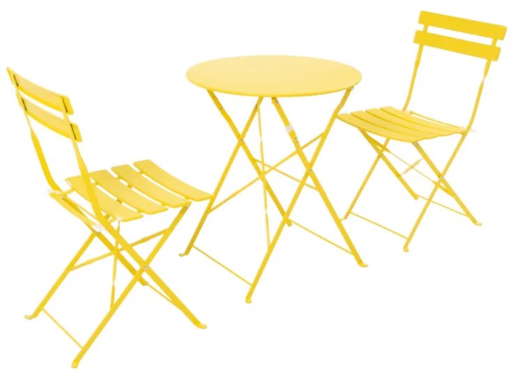 Τραπεζαρία Bistro 3τεμ pakoworld μεταλλική αναδιπλούμενη σε κίτρινη απόχρωση Φ60x71εκ