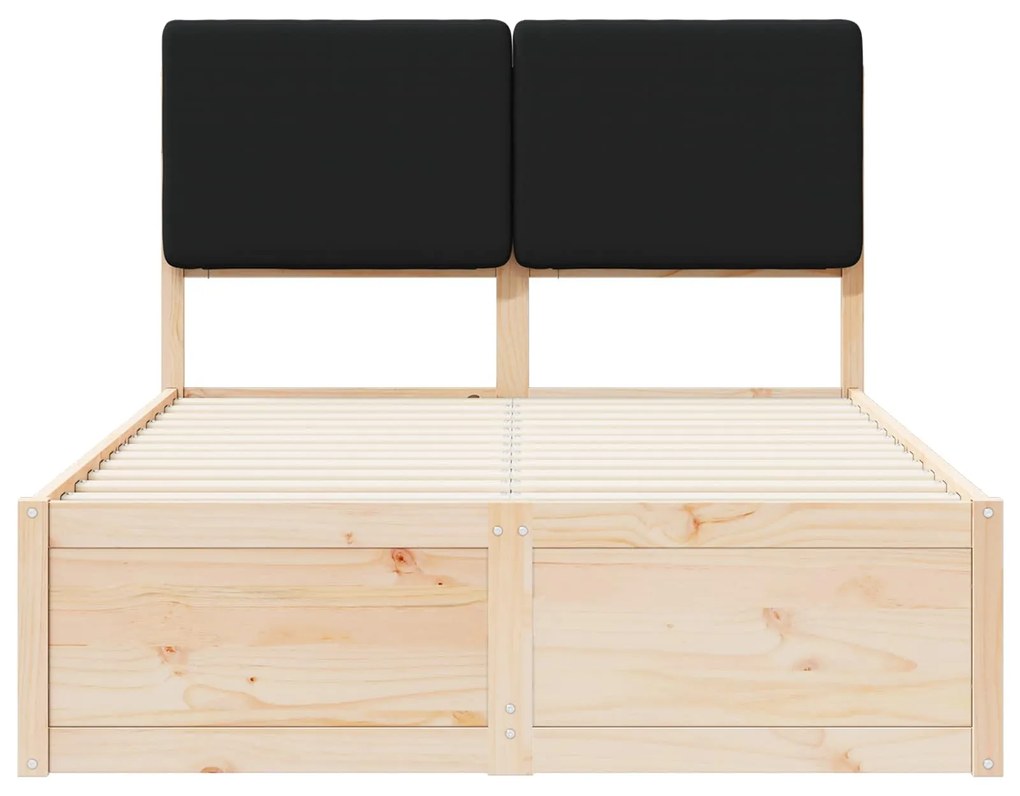 vidaXL Σκελετός Κρεβατιού με Επενδεδυμένο Κεφαλάρι Μαύρο 120 x 200 cm