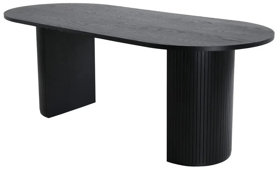 Τραπέζι Dallas 1712, Μαύρο, 75x90x200cm, Ινοσανίδες μέσης πυκνότητας, Φυσικό ξύλο καπλαμά, Φυσικό ξύλο καπλαμά, Ινοσανίδες μέσης πυκνότητας
