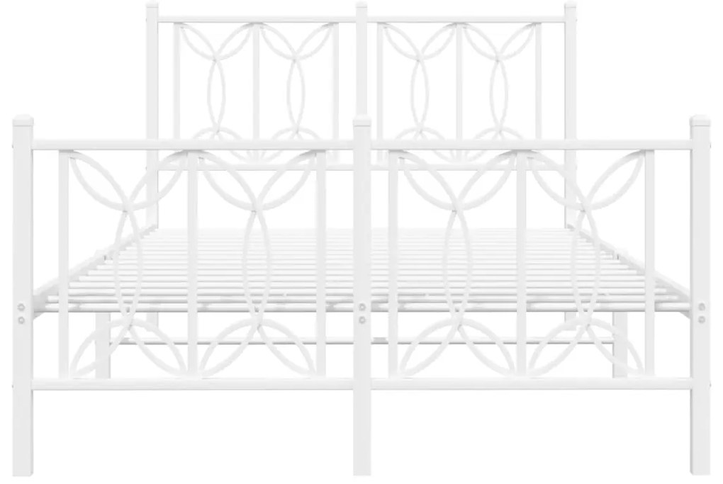 vidaXL Πλαίσιο Κρεβατιού με Κεφαλάρι&Ποδαρικό Λευκό 120x200εκ. Μέταλλο