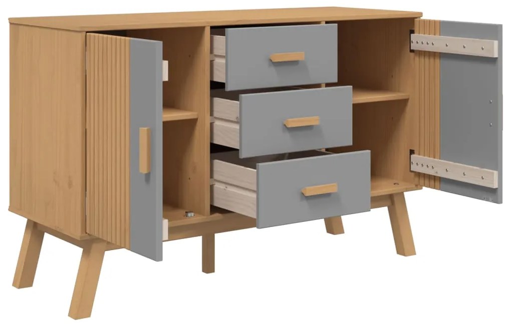 vidaXL Μπουφές OLDEN Γκρι &amp; Καφέ 114x43x73,5 εκ. από Μασίφ Ξύλο Πεύκου