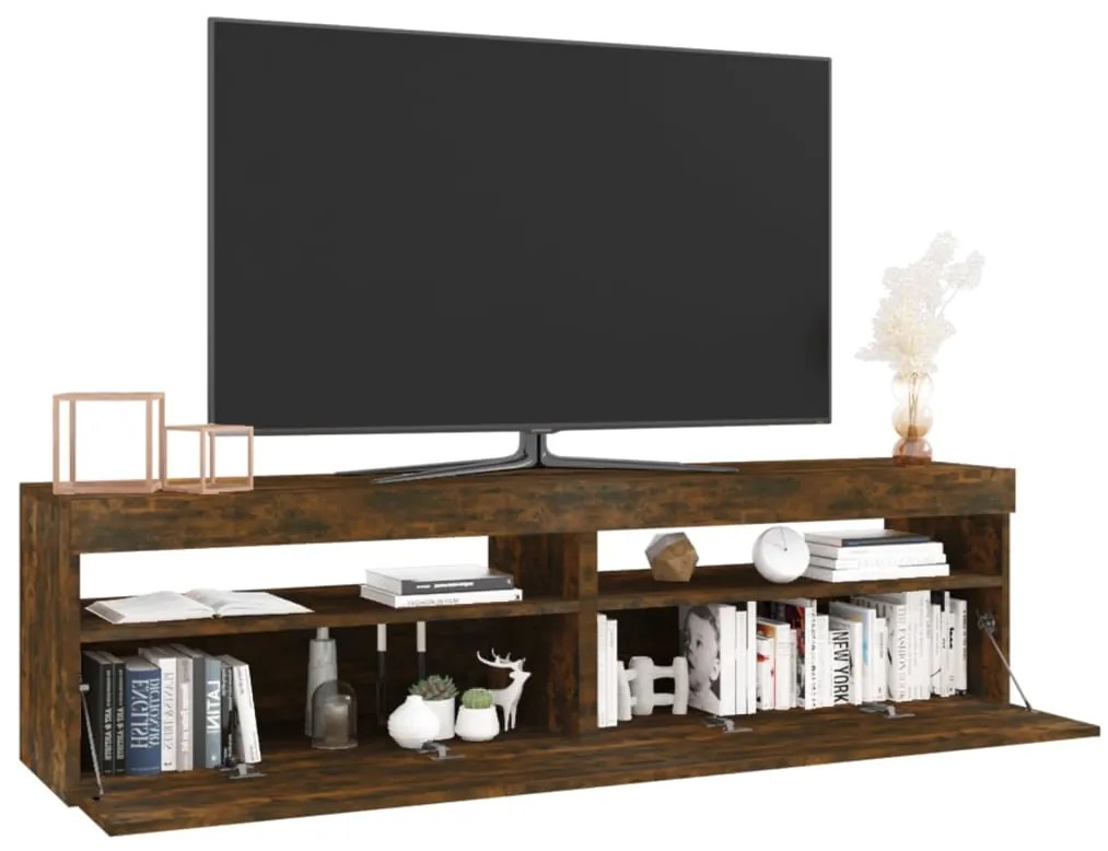 vidaXL Έπιπλο Τηλεόρασης με LED 2 τεμ. Καπνιστή Δρυς 75 x 35 x 40 εκ.
