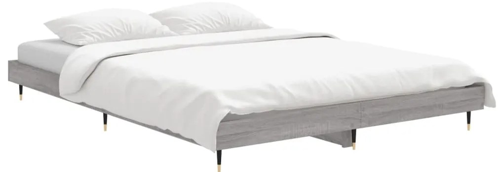 vidaXL Πλαίσιο Κρεβατιού Γκρι Sonoma 135x190 εκ. Επεξεργασμένο Ξύλο