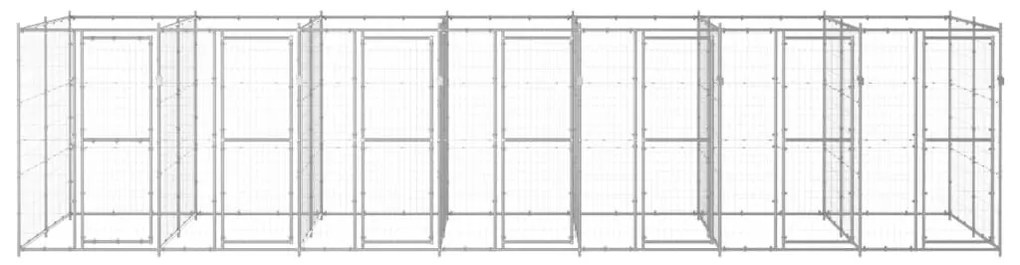 Κλουβί Σκύλου Εξωτερικού Χώρου 16,94 μ² από Γαλβανισμένο Χάλυβα - Ασήμι