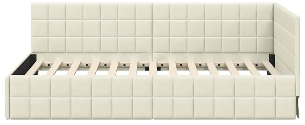 vidaXL Κρεβάτι Γωνίας με κεφαλάρι Κρεμ 90 εκ x 200 εκ Βελούδο