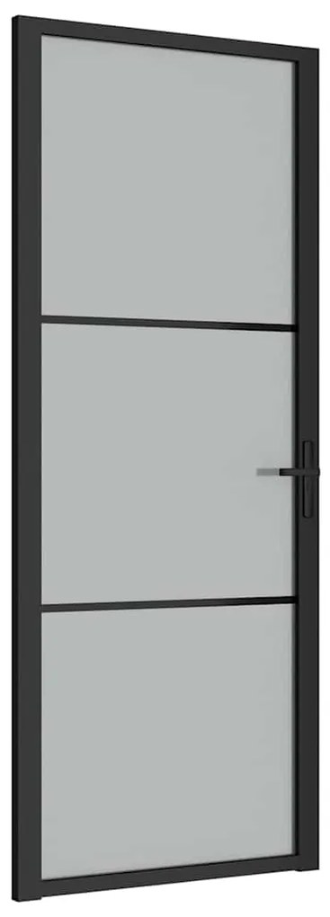vidaXL Εσωτερική Πόρτα 83 x 201,5 εκ. Μαύρο Ματ Γυαλί και Αλουμίνιο