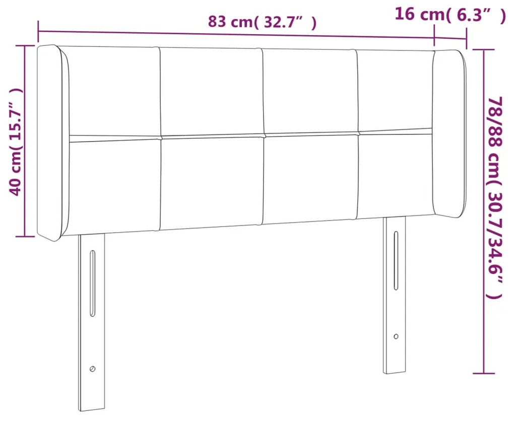 Κεφαλάρι Κρεβατιού LED Ροζ 83x16x78/88 εκ. Βελούδινο 3123271