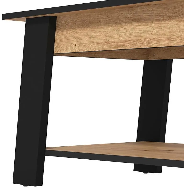 Τραπεζάκι Σαλονιού Piave Artisan Oak - Μαύρο Μάτ 101x55x47 εκ.