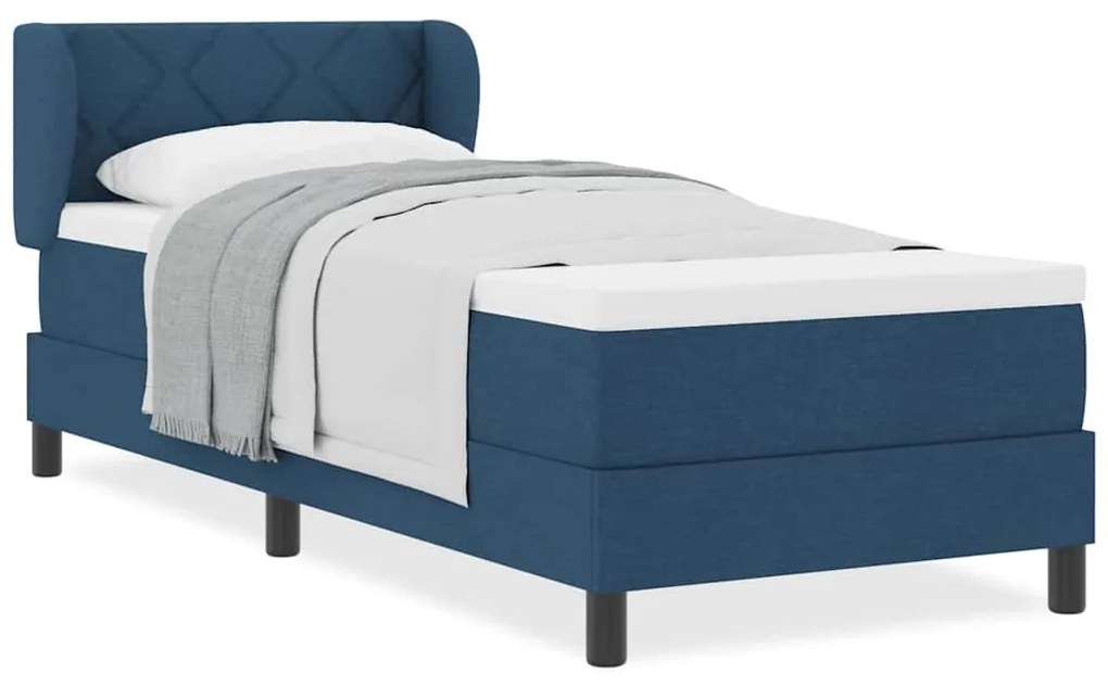 vidaXL Κρεβάτι box spring με στρώμα με στρώμα Μπλε 80 x 200 cm ύφασμα