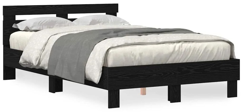 vidaXL Σκελετός Κρεβατιού Μαύρη δρυς 120 x 200 cm Επεξεργασμένο ξύλο