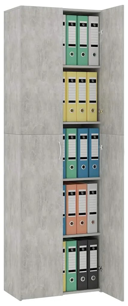 vidaXL Ντουλάπα Γραφείου Γκρι Σκυροδέματος 60x32x190 εκ. Επεξ. Ξύλο
