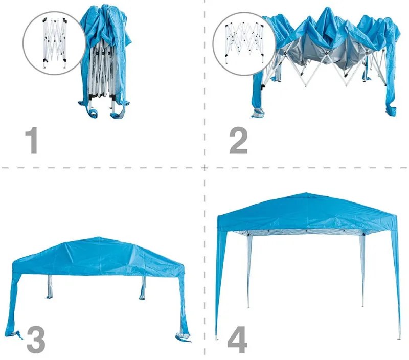 Αναδιπλούμενη σκηνή Muhler 1006066, 3x3 m, ύψος 2,4 m, POP UP, μπλε
