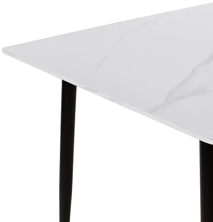 Τραπέζι Gustas λευκό μαρμάρου sintered stone-μαύρο μέταλλο 160x90x75εκ 160x80x75 εκ.