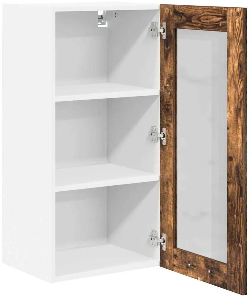 vidaXL Κρεμαστό ντουλάπι με πόρτα 2 pcs Καπνιστό Δρύς 40 x 31 x 80 εκ.