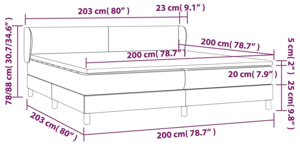 vidaXL Κρεβάτι Boxspring με Στρώμα Κρεμ 200x200 εκ. Υφασμάτινο